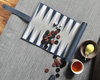 Juego de backgammon de cuero personalizado, backgammon colorido, juego de mesa de cuero, juegos de backgammon de viaje, juego para mochileros