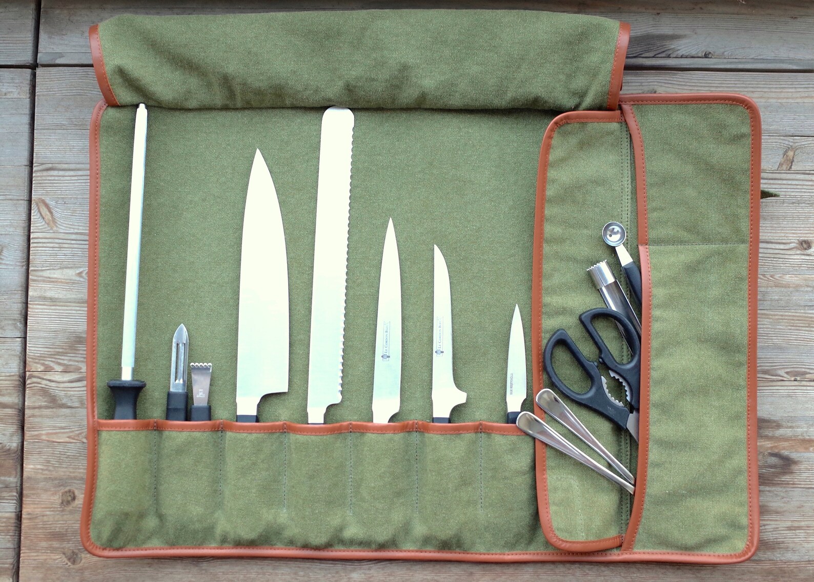 Canvas Knife Roll Set Chef Knife Roll Case Knife Storage Etsy