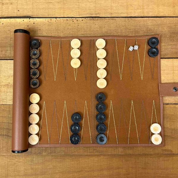 Personalisierte Leder-Backgammon-Rolle, flottere Farben / Leder-Brettspiel / Reise-Backgammon-Sets, Groomsman-Geschenk