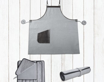 Personalized Canvas & Leather Apron with Knife Bag, Practical Kitchen Set, Perfect for BBQs and Grilling, Customized with your Name or Logo