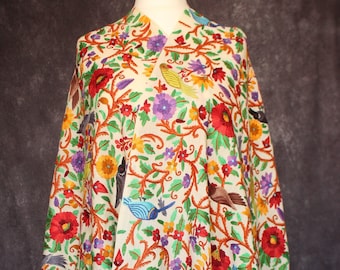 Hand-Embroidered Wool Scarf, Kashmiri Shawl