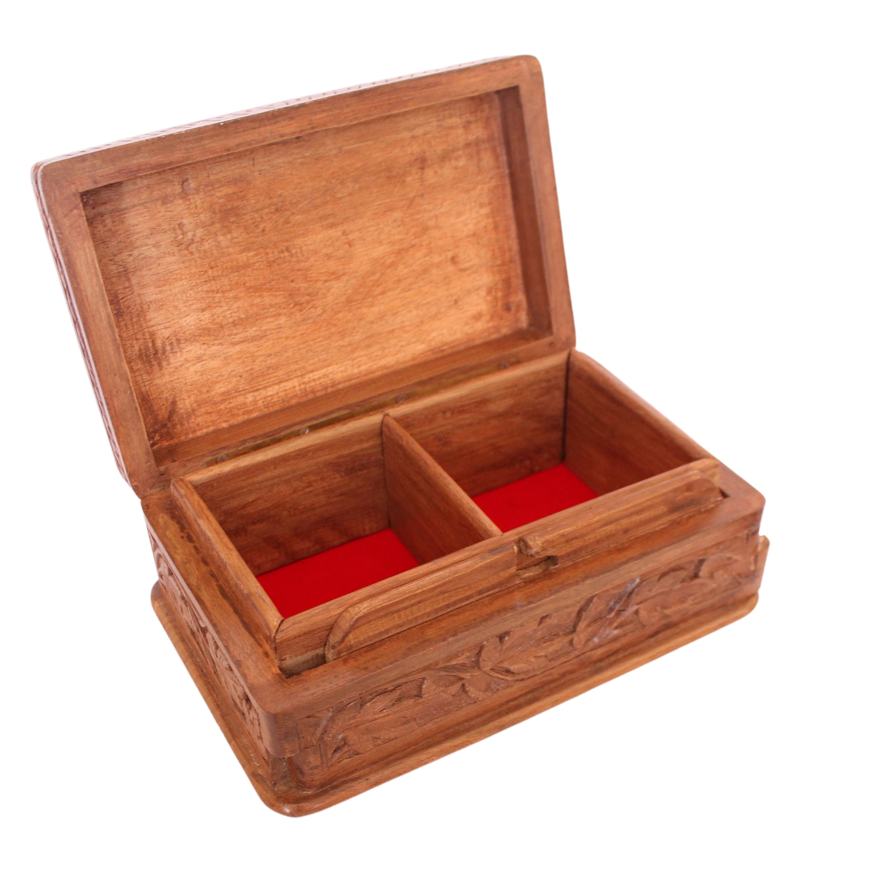 Handmade Walnut Wood Jewelry Box, Hand-carved Chinar Leaf Design - Etsy UK