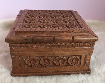 Mother's Day Gift, Wooden Jewellery Box, Hand-carved  from Walnut Wood Jewellery box, Gift for her, Trinket Box, Decorative item.