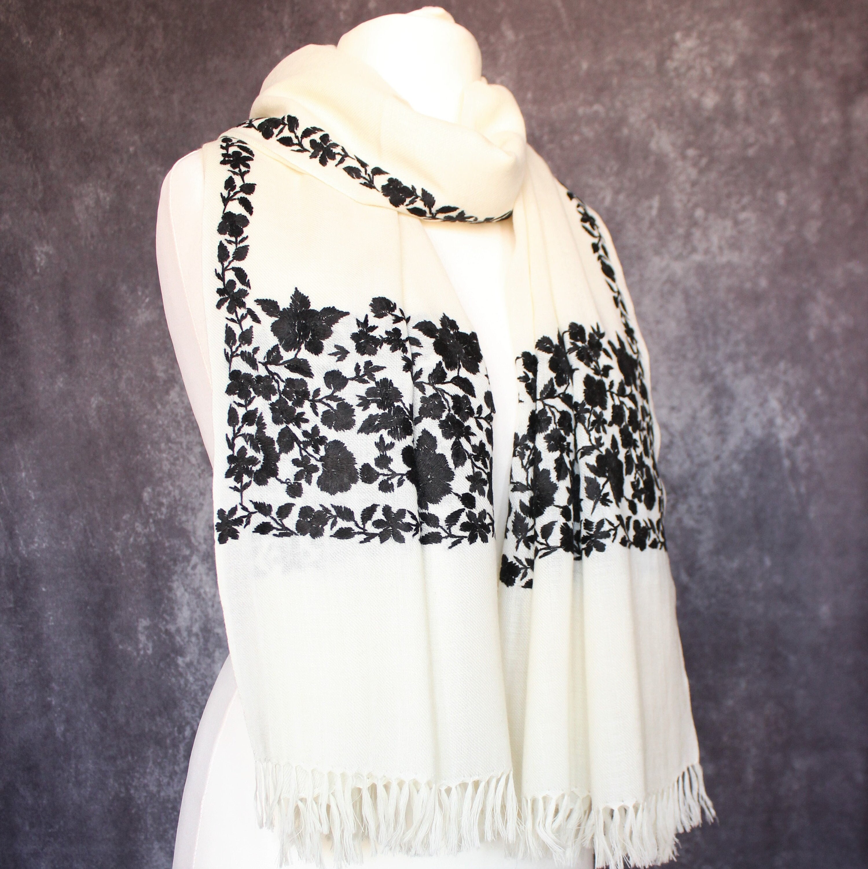 White embroidered scarf discount