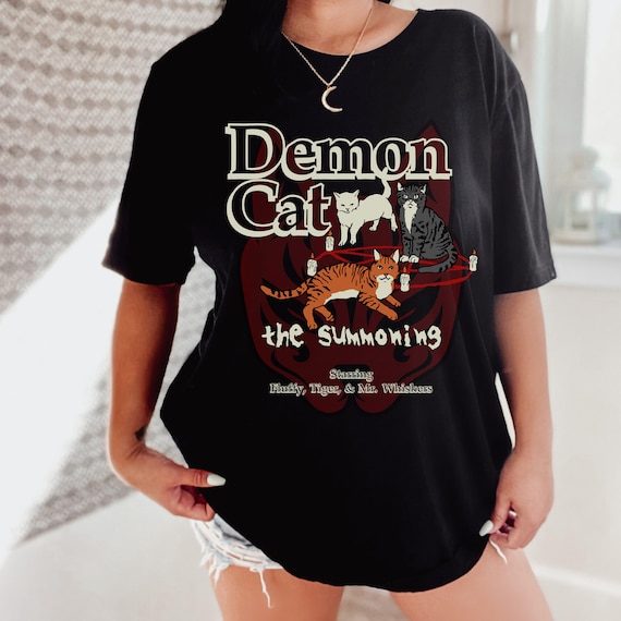 Demon cat top t shirt