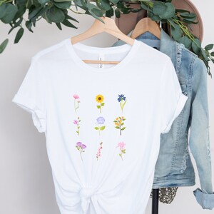 Wildflowers T Shirt | Wild Flower Aesthetic Shirt | 3x3 Flower Shirt | Graphic Tees | Botanical T Shirt