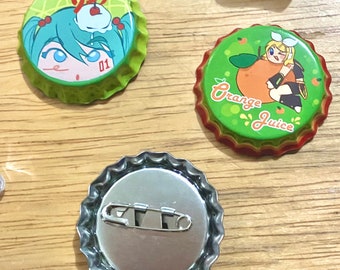 Botones de tapas de botellas de Vocaloid