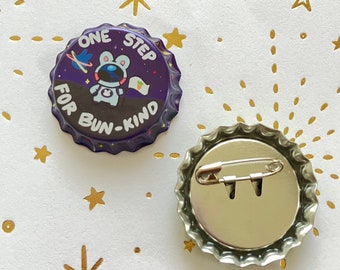 Space Bunny Bottle Cap Pin