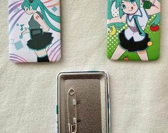 Pin de botón rectangular de Miku