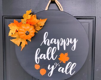 Happy Fall Y’all Door Hanger | Fall Door Hanger | Door Decor