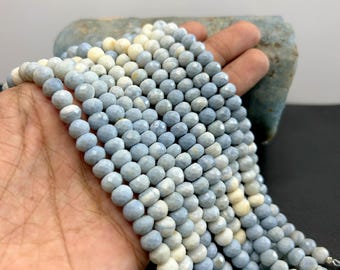 Denim Blue Owyhee Opal Beads Faceted  Rondelles  • AAA faceted •Denim Blue Owyhee Opal Beads • Natural gemstone 6-8 mm