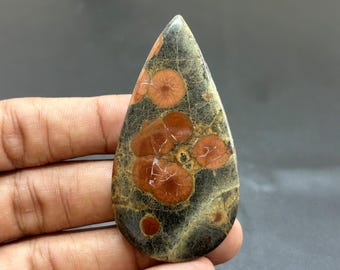 Cabochão de jaspe papoula natural. Pedra preciosa solta de jaspe papoula, semipreciosa, feito à mão. Cabochão nº 2186.
