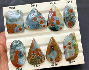 High Quality RARE Ocean Jasper Cabochon, Ocean Jasper Gemstone Lot, Natural Ocean Jasper Loose Stone Lot For Ring, Jewelry Making