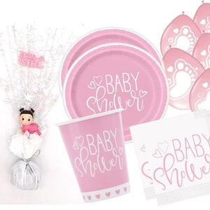 Party Set BabyParty Girl Puller Party 55 Pieces Party Decoration Table Decoration Cascade Baby Shower Birth Party Tableware Complete Set