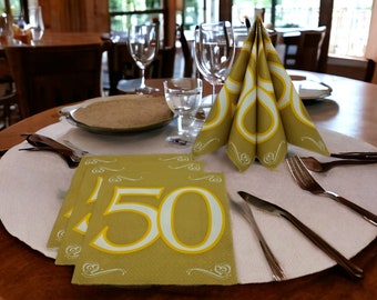 Servetten Golden Wedding 20 stuks Tafeldecoratie feestdecoratie nummer 50