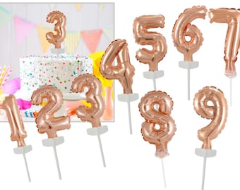 Kuchendeko Zahl 1-9 rose Deko Stecker Tortendeko Tortenaufleger Cake Topper Zahl Kuchen Ballon Dekoration Kindergeburtstag