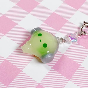 Chibi Green Guy Smiski Headphones Handmade Polymer Clay Phone Charm