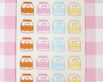 Hoja de pegatinas de vinilo de cartón de leche de gato kawaii