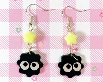 Pendientes de arcilla inspirados en hollín, hechos a mano, estilo anime kawaii