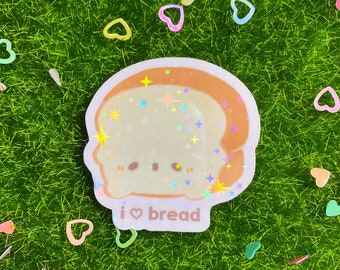 Pegatina de vinilo kawaii "Me encanta el pan"