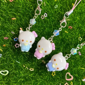 White Kitty Character Kawaii Phone Charm Handmade