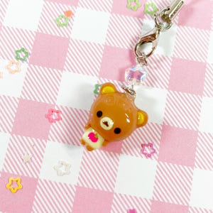 Chibi Bear Apple Kawaii Phone Charm Handmade