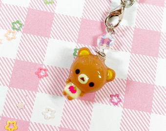 Charm para teléfono kawaii de manzana y oso Chibi hecho a mano