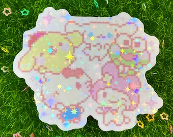 Pegatina de vinilo estilo chibi pixel kawaii