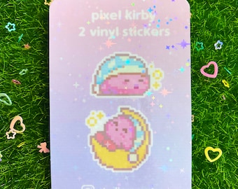 Hoja de pegatinas de vinilo Kirbo Pixel Kawaii
