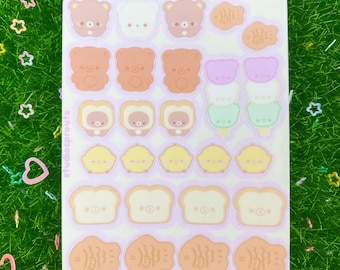Hoja de pegatinas de osos Chibi de vinilo kawaii