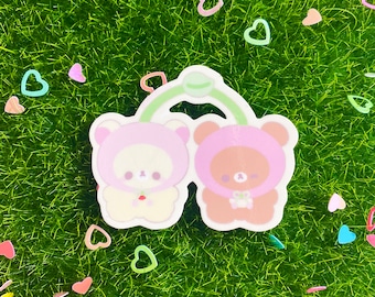Pegatina de vinilo kawaii de osos de cereza