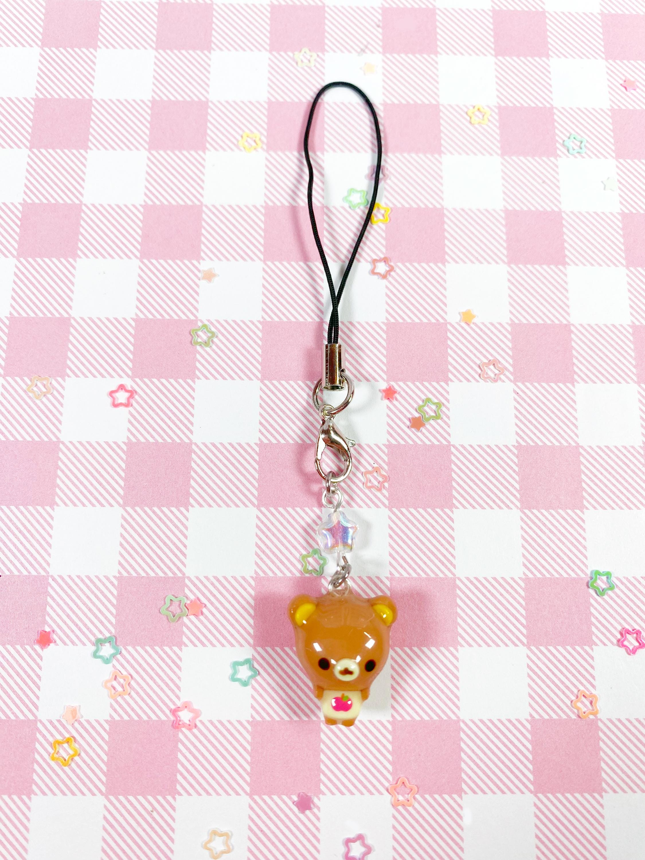 Chibi Bear Apple Kawaii Phone Charm Handmade - Etsy