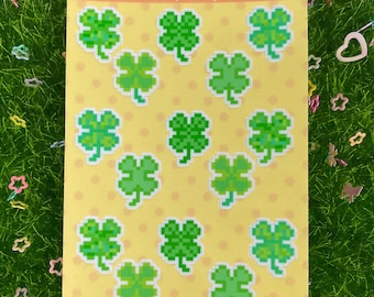 Clover Sticker Sheet Pixel 8bit Style Vinyl Laptop Decal