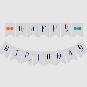 Bowtie themed Birthday Party Flags Banner | Bunting Flags - printable, instant digital download