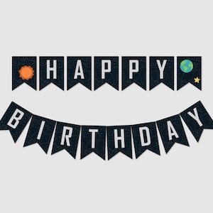 Space Birthday Party Flags Banner | Bunting Flags - printable, instant digital download