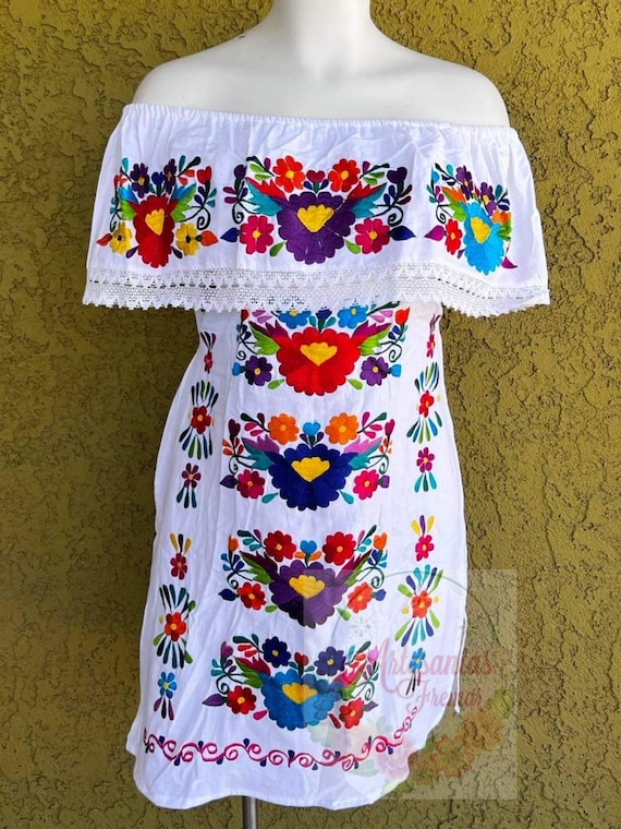 TODOS LOS TAMAÑOS*Vestido Gloria campesino, Vestido fuera del hombro,  Vestido de fiesta mexicano, Vestido Campesina, Vestido Bordado, Vestido  bordado