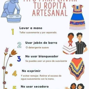 Vestido ROSY bordado de colores, bordados mexicano, Mexican dresses with colorful embroidery, elegant 3/4 sleeve dress image 7