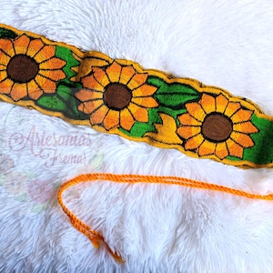 Fajo GIRASOL bordado, fajo para blusas campesina, Fajo para vestidos Mexicanos