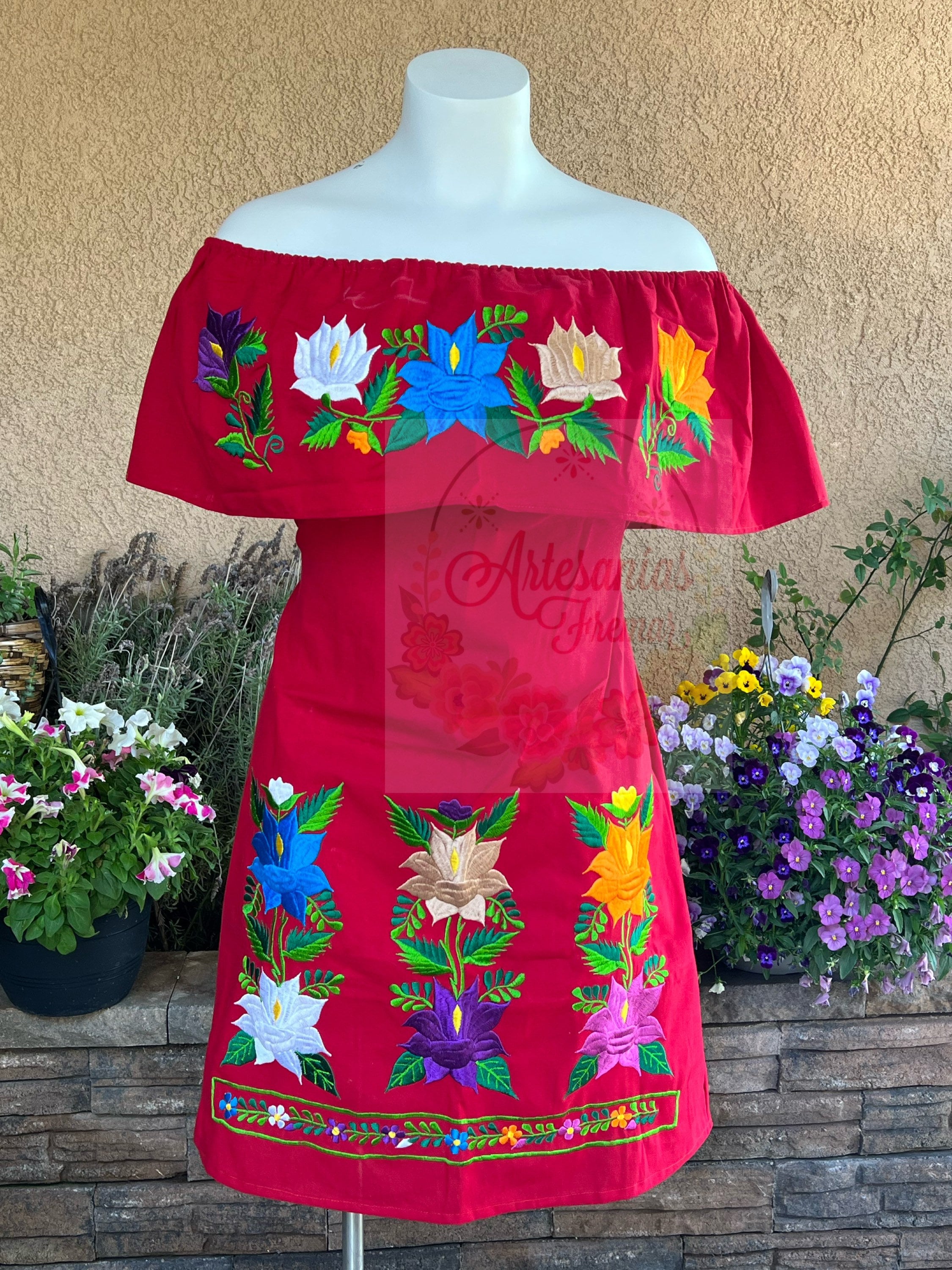 All Sizes**vestido Camila Con Bordado Hermoso Estilo Campesina