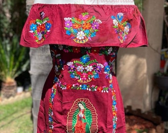 Vestido Virgen De Guadalupe Campesino Bordado Hermoso, Vestido