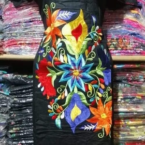  Vestido bordado mexicano de México, vestidos mexicanos  tradicionales bordados, tipico artesanal, auténtico, Azulr77310 : Ropa,  Zapatos y Joyería