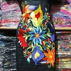  Vestido bordado mexicano de México, vestidos mexicanos  tradicionales bordados, tipico artesanal, auténtico, Azulr77310 : Ropa,  Zapatos y Joyería