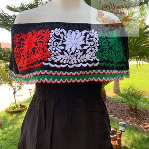 ALL SIZES**Tricolor Beautiful Floral Embroidered Blouse, Floral Embroidery, Blusa Mexicana, Blusa Campesina, Blusas Bordadas Hermosas