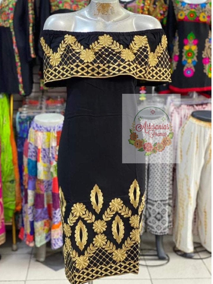 slim fit dress slacks Shop Now: A Striking Black and Gold Dress with Distinctive Embroidery  Accents and a Cape! main image 1
