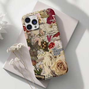 Red Vintage Coquette Collage Phone Case, Cute & Preppy Aesthetic, That Girl, Grunge Bow Print for iPhone 16 15 14 13 12 11 Pro Max 8 Plus X