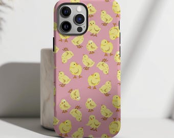 Cute Chick-telefoonhoesje, gele iPhone-hoesje baby Chicks, roze Aesthetic Farm-telefoonhoes voor iPhone 17 16 15 Pro Max