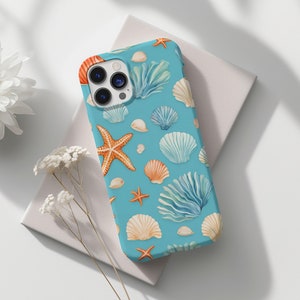 Ocean Beachy Coconut Girl Collage Phone Case, Trendy Tropical Seashell Summer, iPhone 15 14 13 12 11 Pro Max 8 Plus X, Samsung Galaxy S23