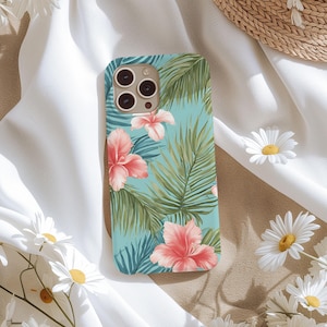 Ocean Beachy Coconut Girl Collage Phone Case, Cute Tropical Seashell Summer, iPhone 15 14 13 12 11 Pro Max 8 Plus X, Samsung Galaxy S23