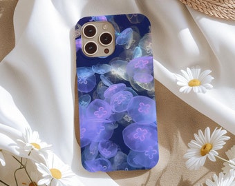 Jellyfish Ocean Collage Phone Case, Ethereal Jellyfish, Trebdy Blue Aesthetic Cover for iPhone 15 14 13 12 11 Pro Max 8 Plus X, Samsung