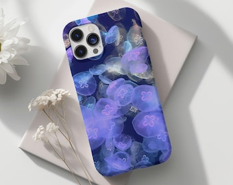 Jellyfish Ocean Collage Phone Case, Ethereal Jellyfish, Trebdy Blue Aesthetic Cover for iPhone 15 14 13 12 11 Pro Max 8 Plus X, Samsung